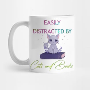 easily distracted by cats and books Mug